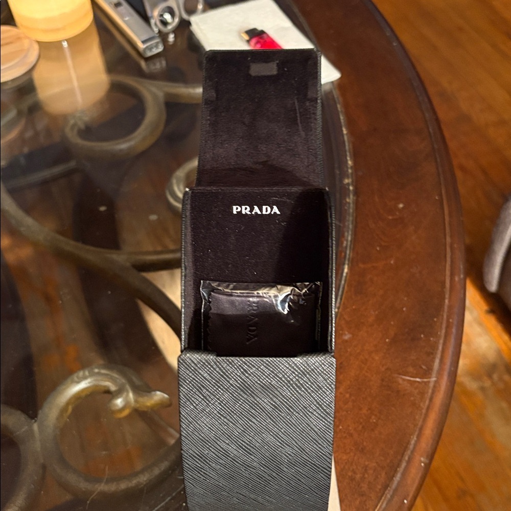 Prada Black Textured Saffiano Eyewear Case